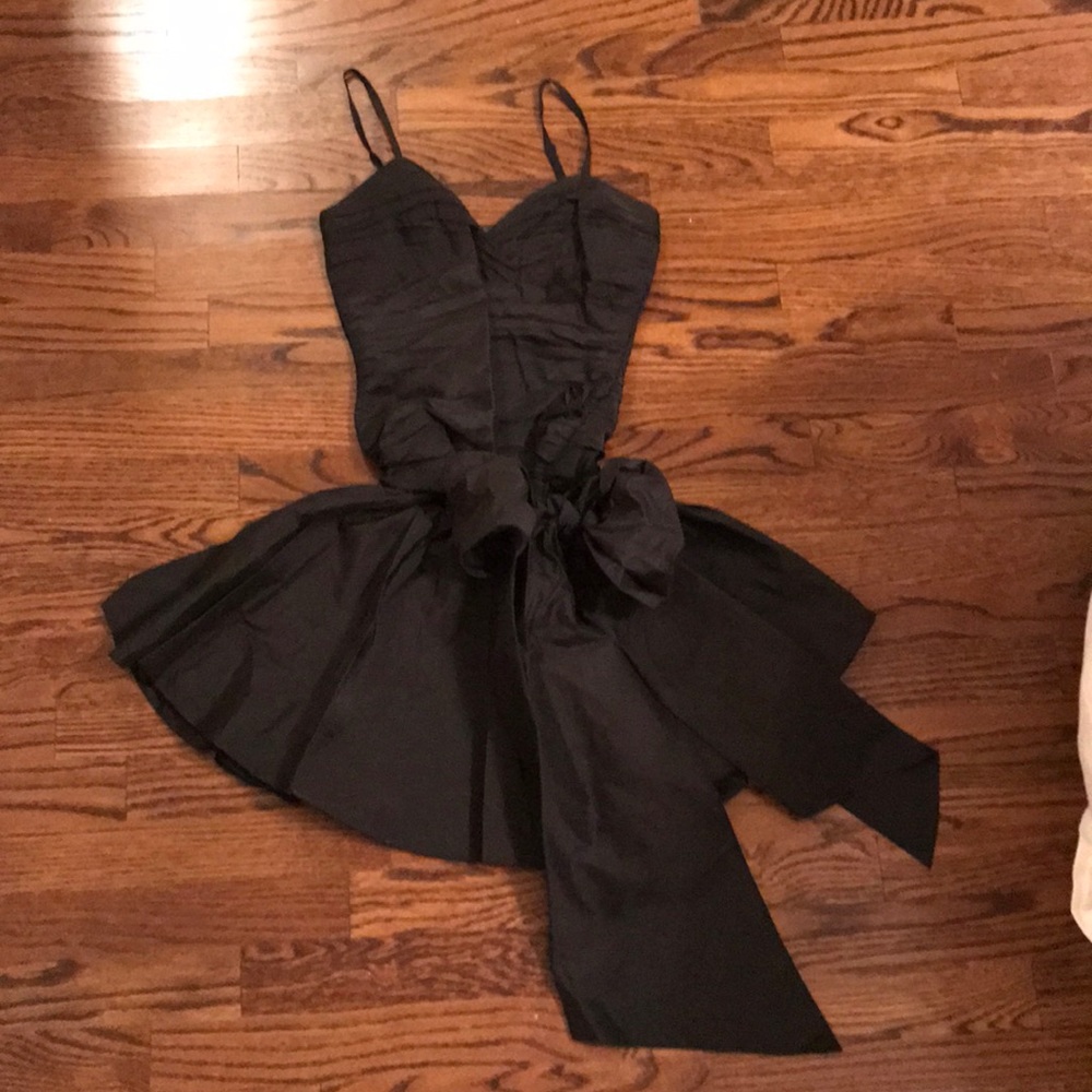 BCBG Maxazria Black Mini Cocktail Dress with Bow